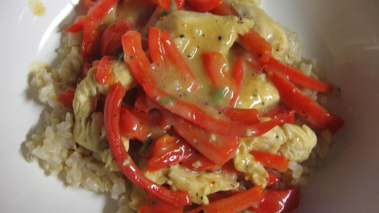 Sautéed Garlic Chicken with Roasted Red Peppers
