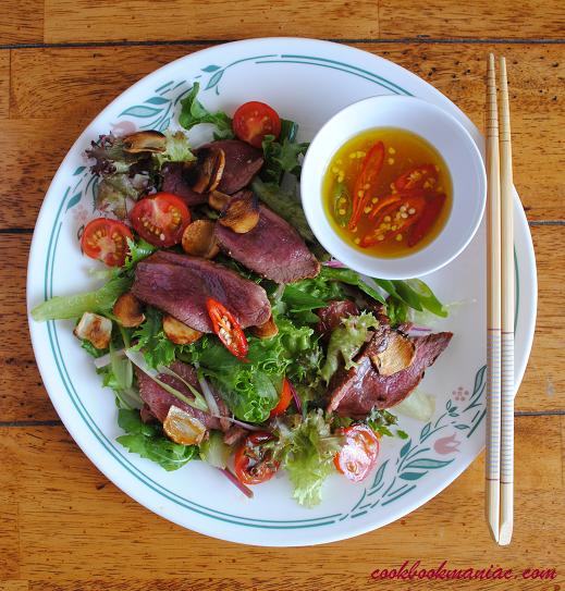 Eucalyptus-Smoked Kangaroo Salad with Finger Lime Vinaigrette