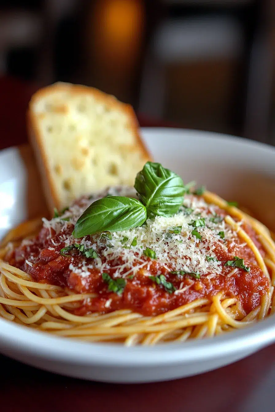 Spaghetti with Tomato-Basil Sauce and Parmesan