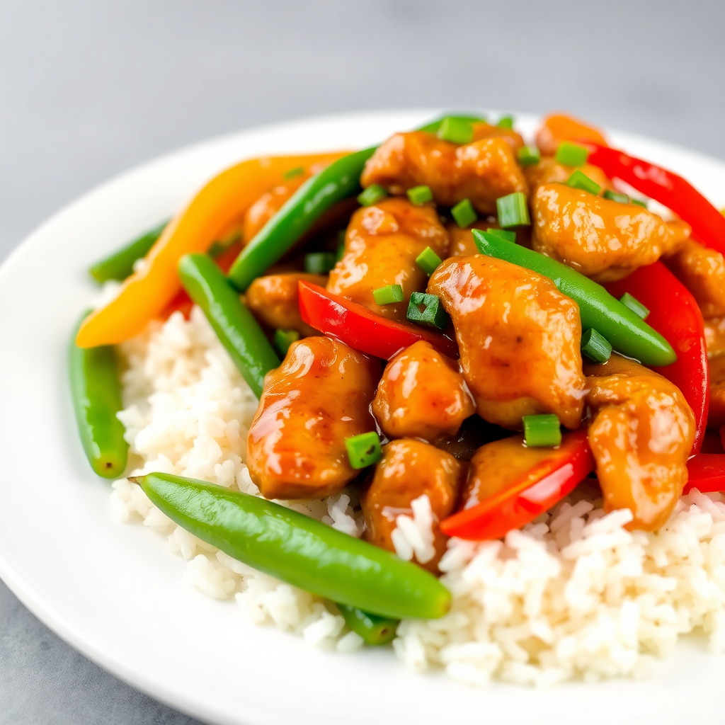 Stir-Fried Chicken with Bell Peppers and Honey Garlic Sauce