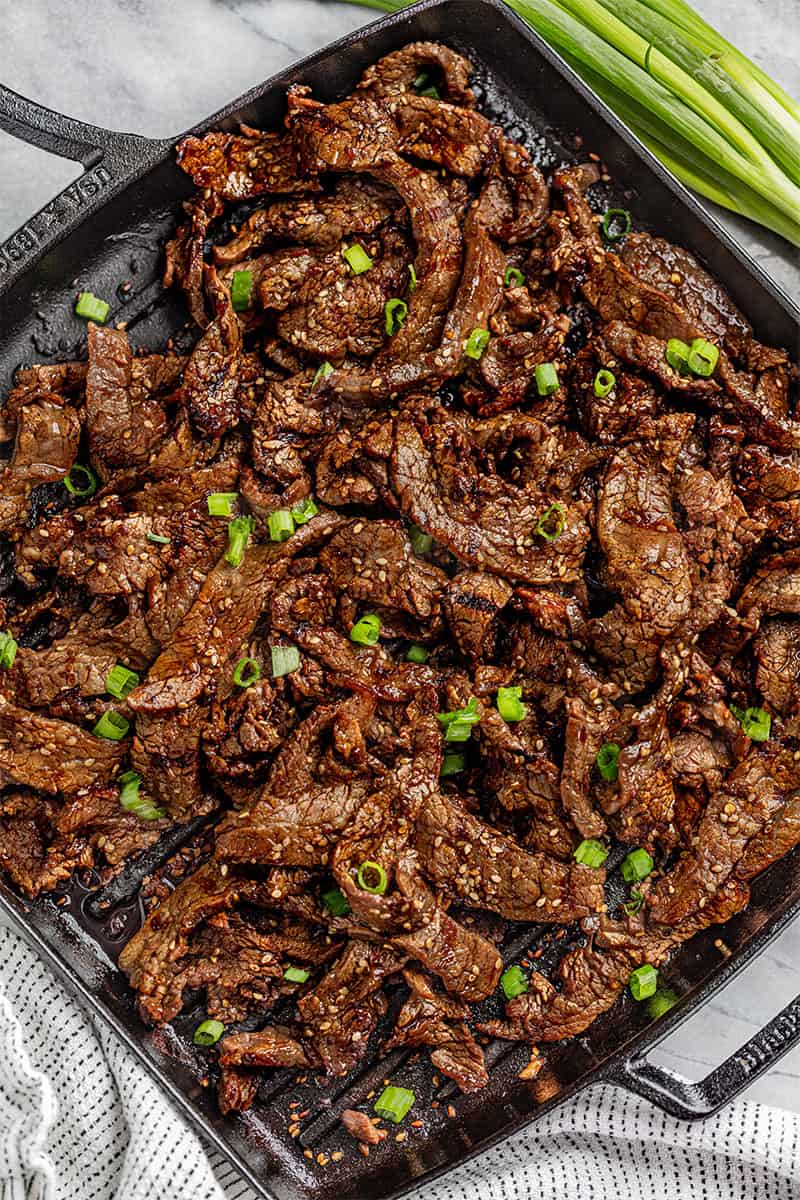 Pan-Seared Korean Bulgogi Beef with Scallion and Sesame