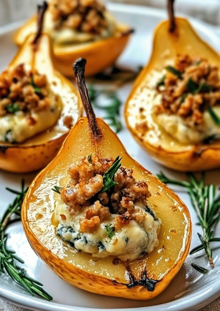 Baked Almond-Stuffed Pears with Honey Drizzle