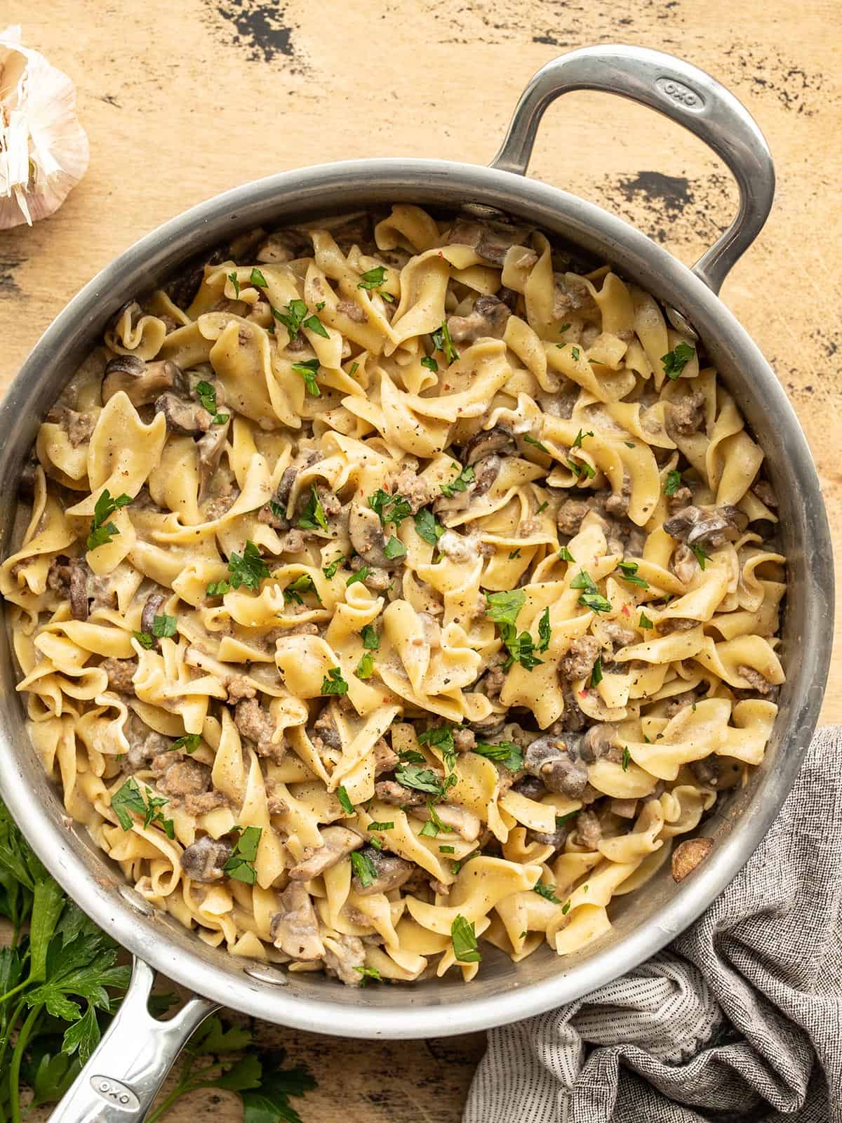 One-Pot Creamy Mushroom Stroganoff with Egg Noodles