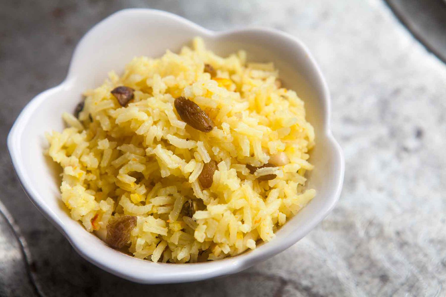 Steamed Rice Pulao with Saffron and Almonds