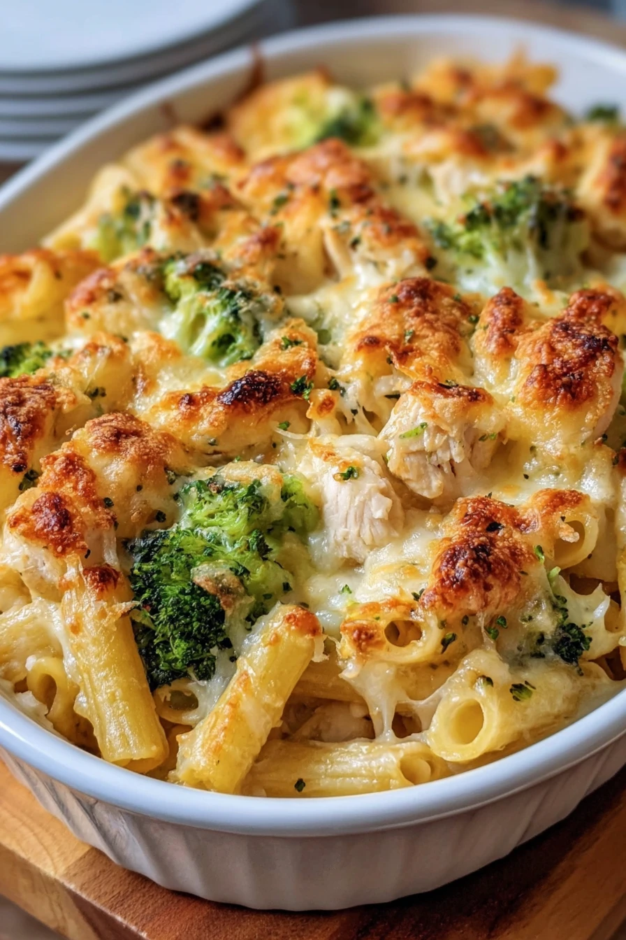 One-Pan Cheesy Broccoli and Chicken Pasta Bake