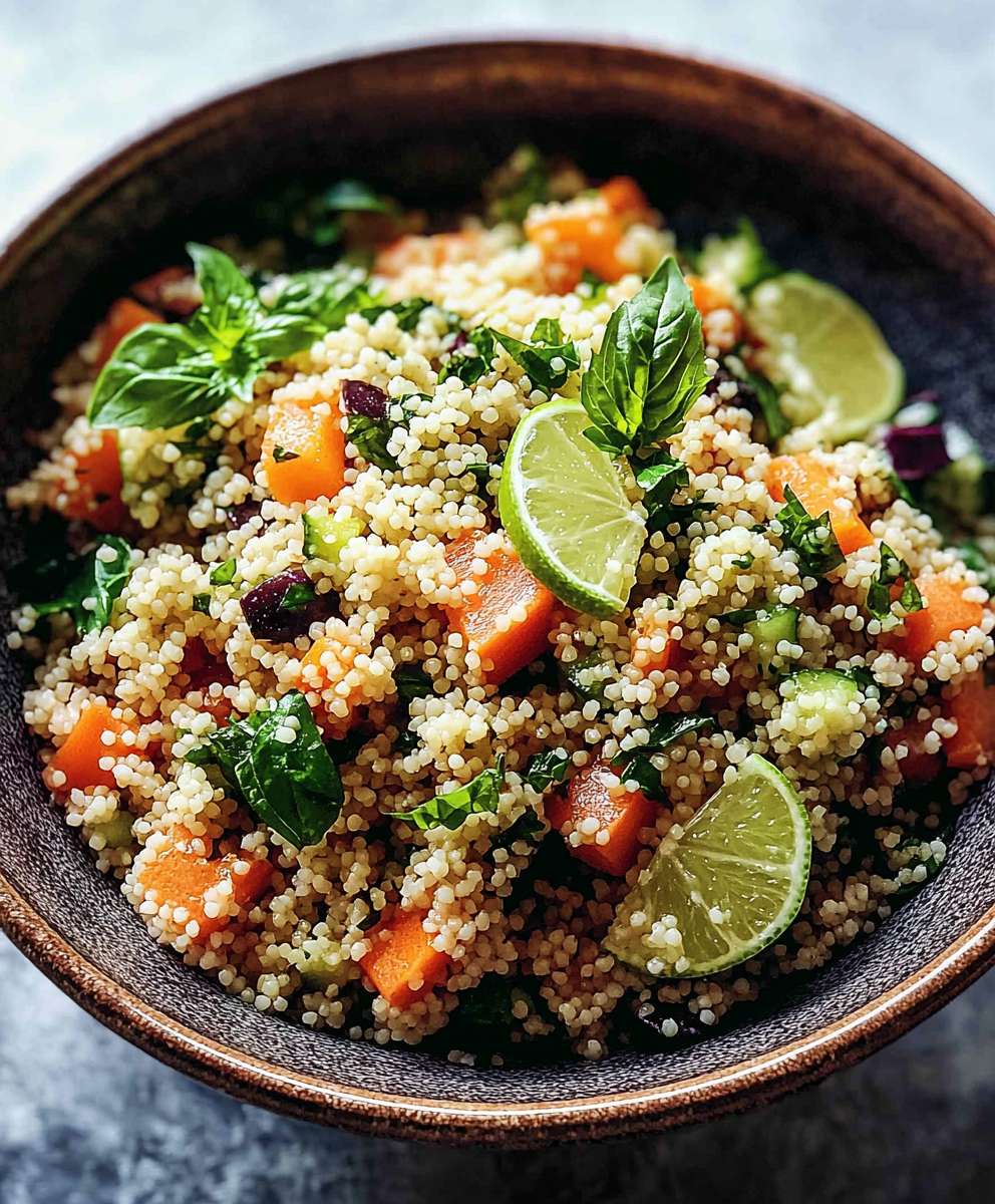 Macadamia and Quandong Couscous Salad with Finger Lime Dressing