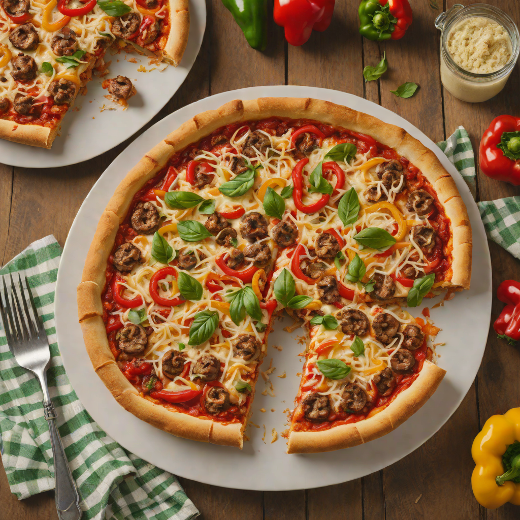 Chicago-Style Deep Dish Sausage and Bell Pepper Pizza