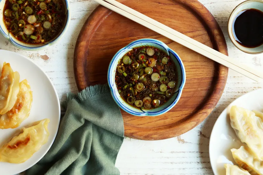 Steamed Regional Vegetable Dumplings with Ginger Soy Dipping Sauce
