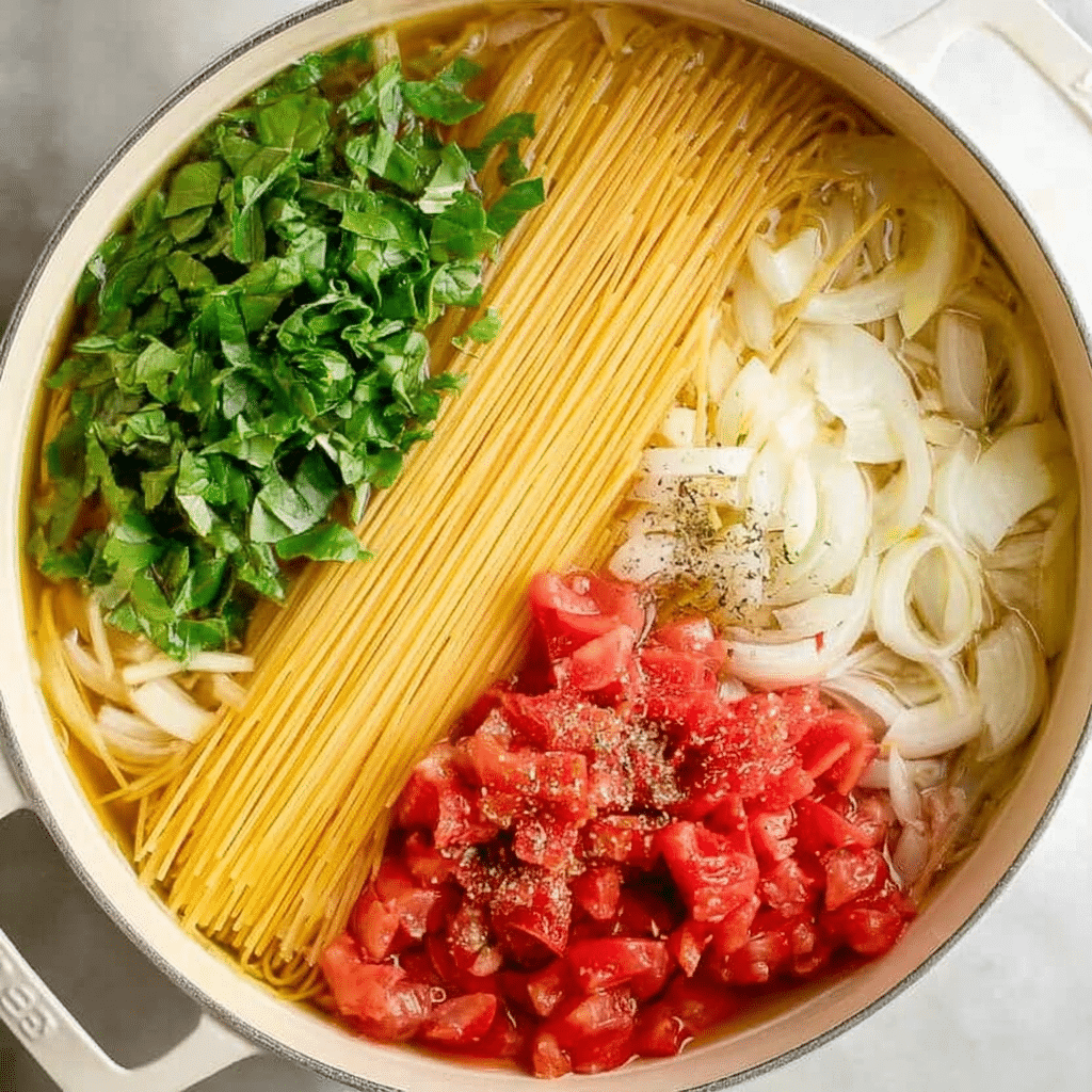 One-Pot Spaghetti with Cherry Tomato and Basil