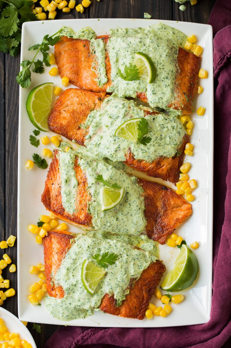 Pan-Seared Salmon with Charred Corn and Cilantro Lime Rice