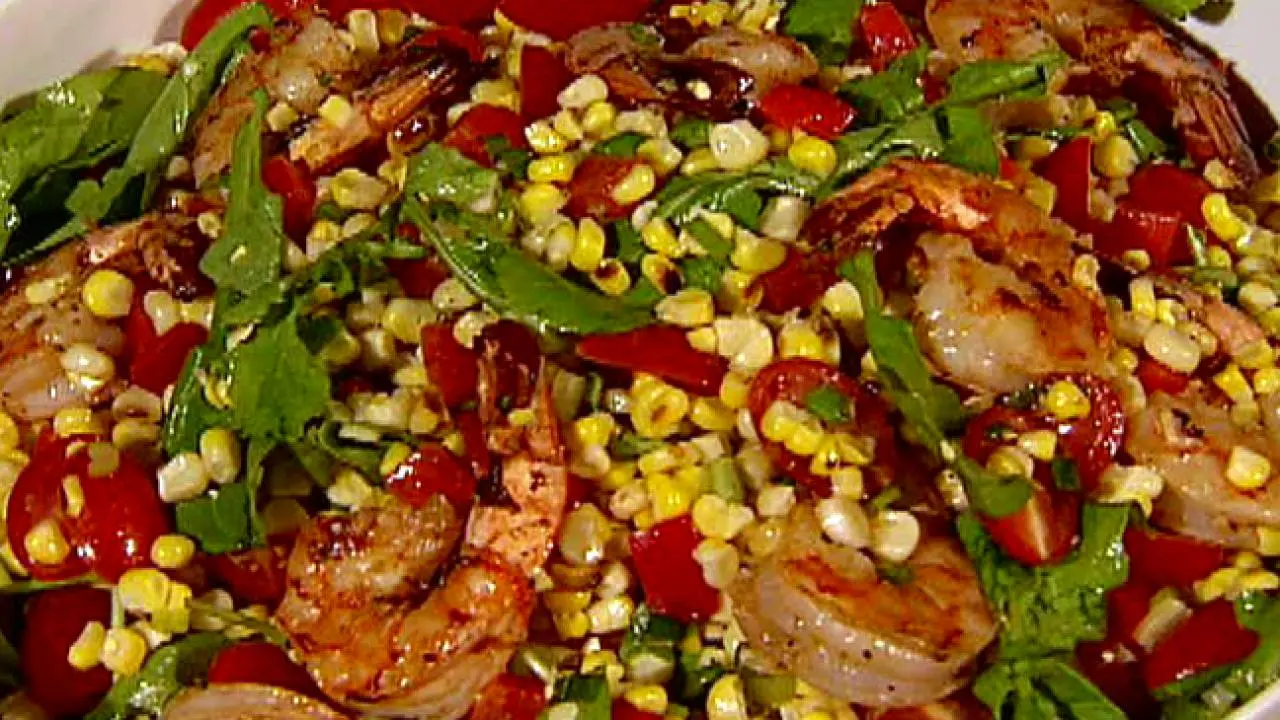 Citrus-Marinated Shrimp Skewers with Grilled Corn Salad