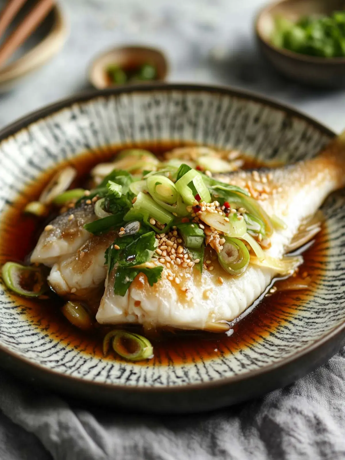 Steamed Cantonese-Style Whole Fish with Ginger and Scallions