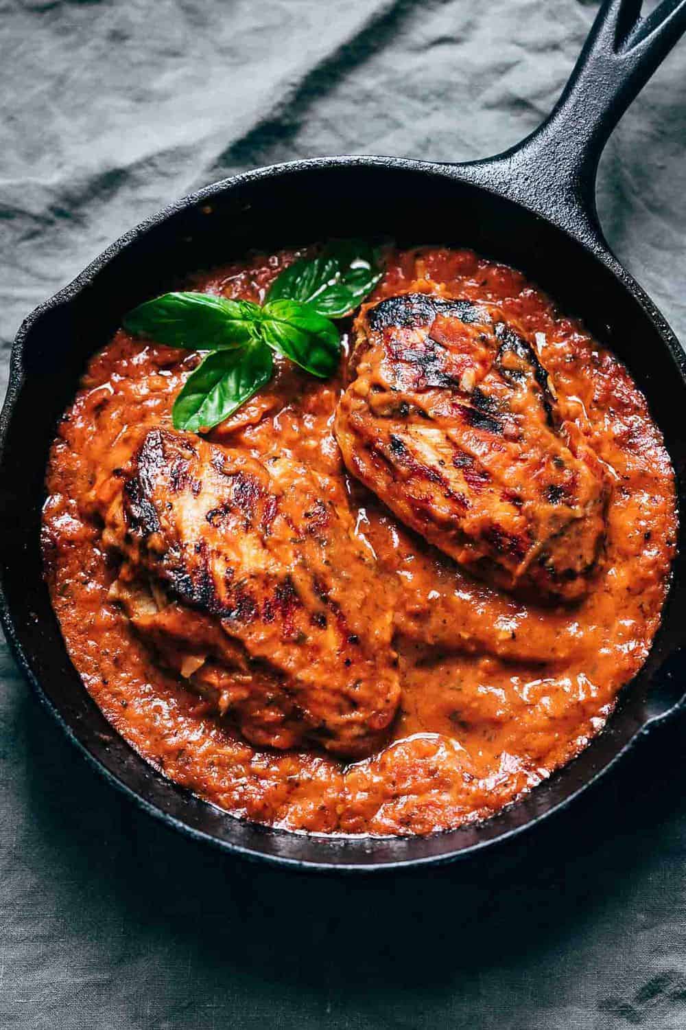 Pan-Seared Chicken with Charred Tomato and Basil Salsa