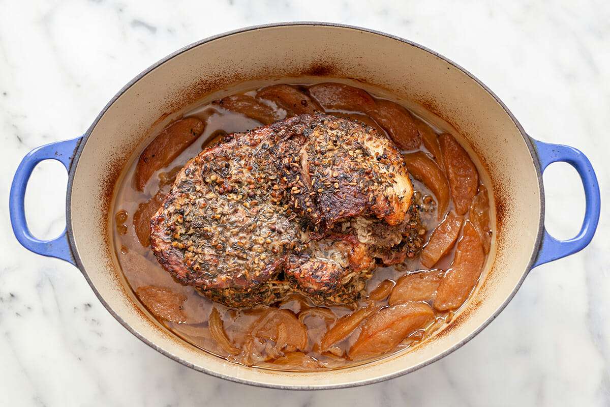 Slow-Roasted Pork Shoulder with Mustard and Garlic Rub