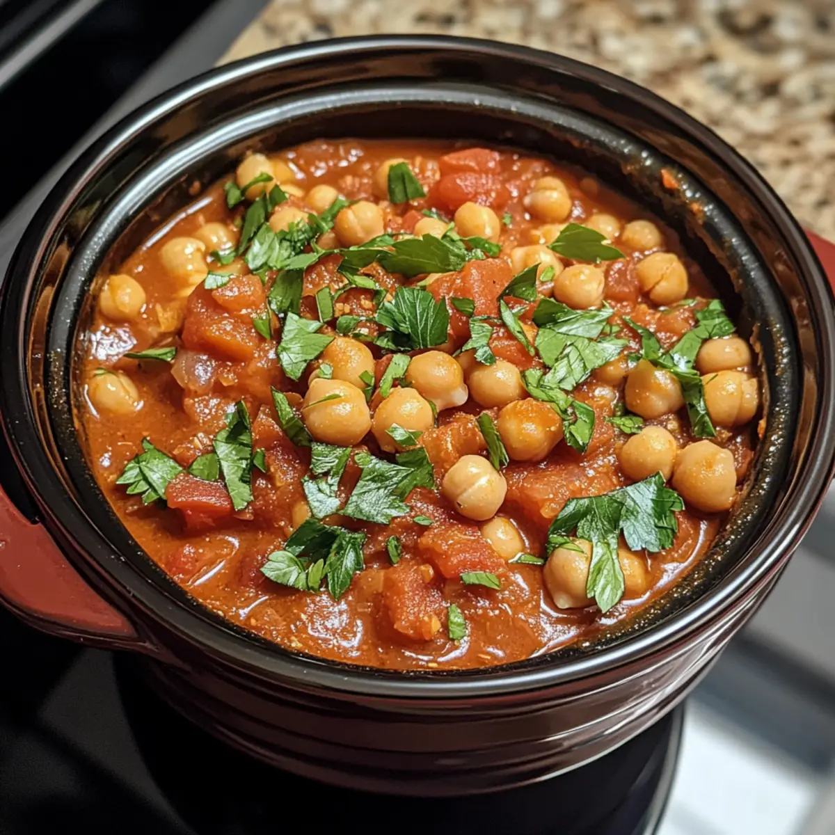 Slow-Cooked Moroccan Chickpea and Tomato Stew