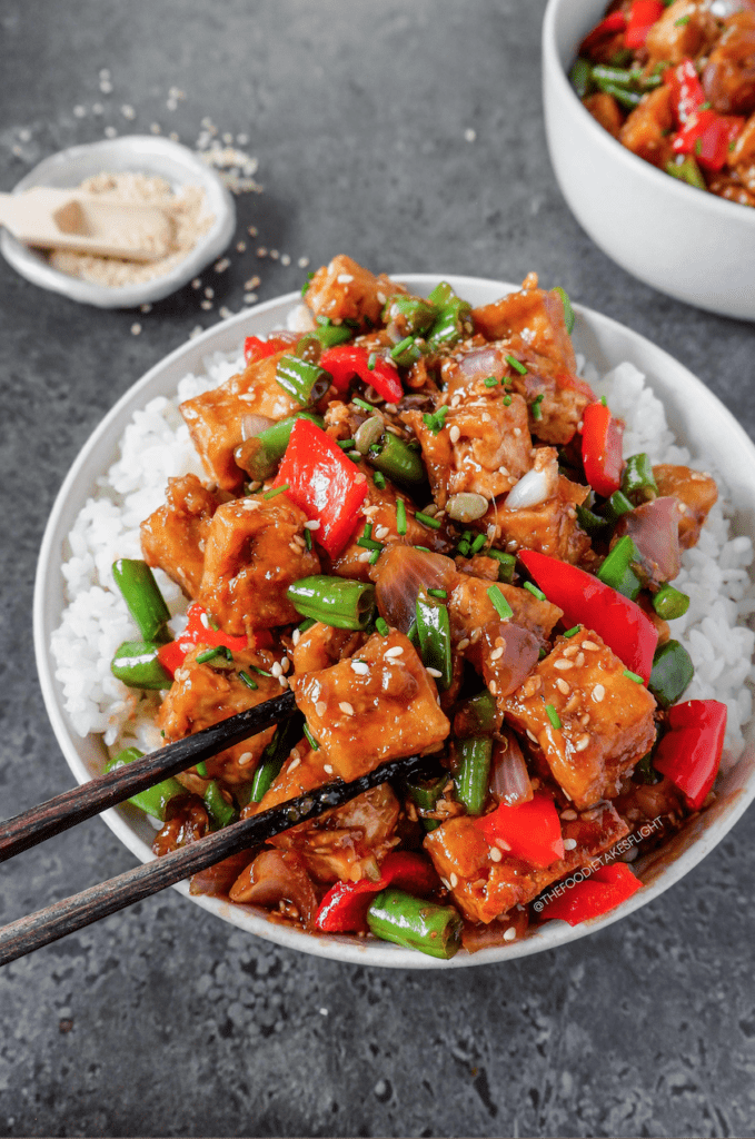 Sautéed Ginger Tofu with Snow Peas and Sesame