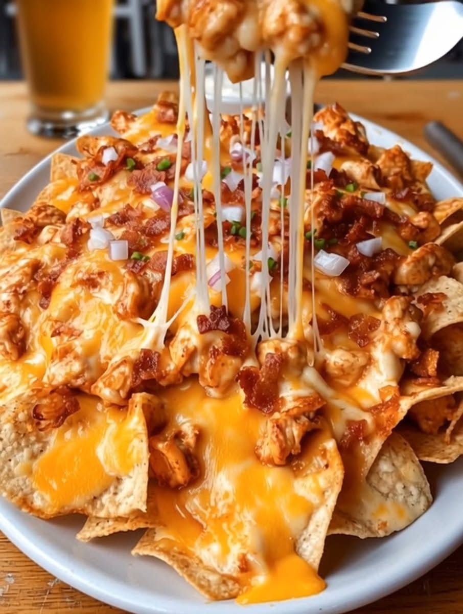 Grilled Chicken Nachos with Spicy Chipotle Cheese Sauce