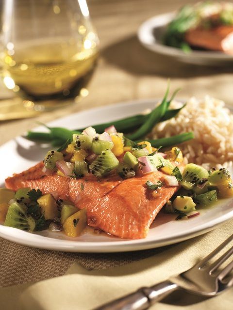 Pan-Seared Salmon with Kiwi-Mint Salsa