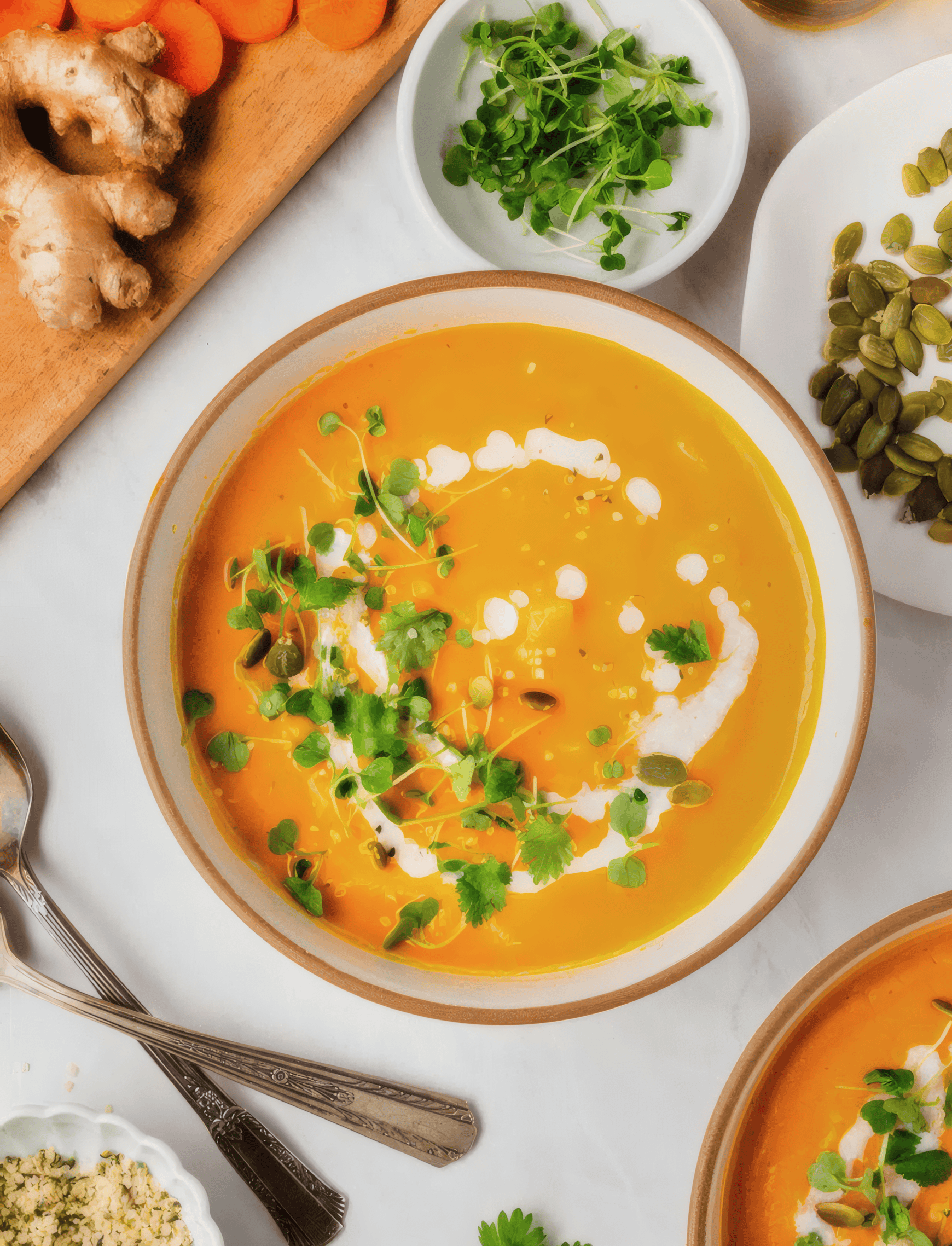 Roasted Kumara and Carrot Soup with Ginger