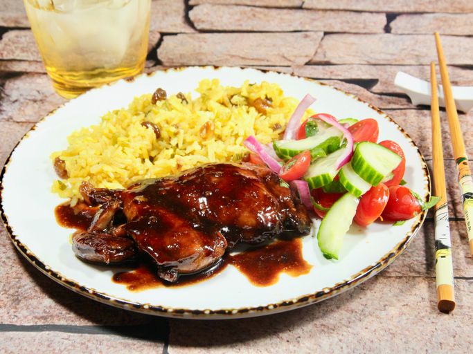 Seared Soy-Glazed Chicken Thighs with Pickled Cucumber Salad