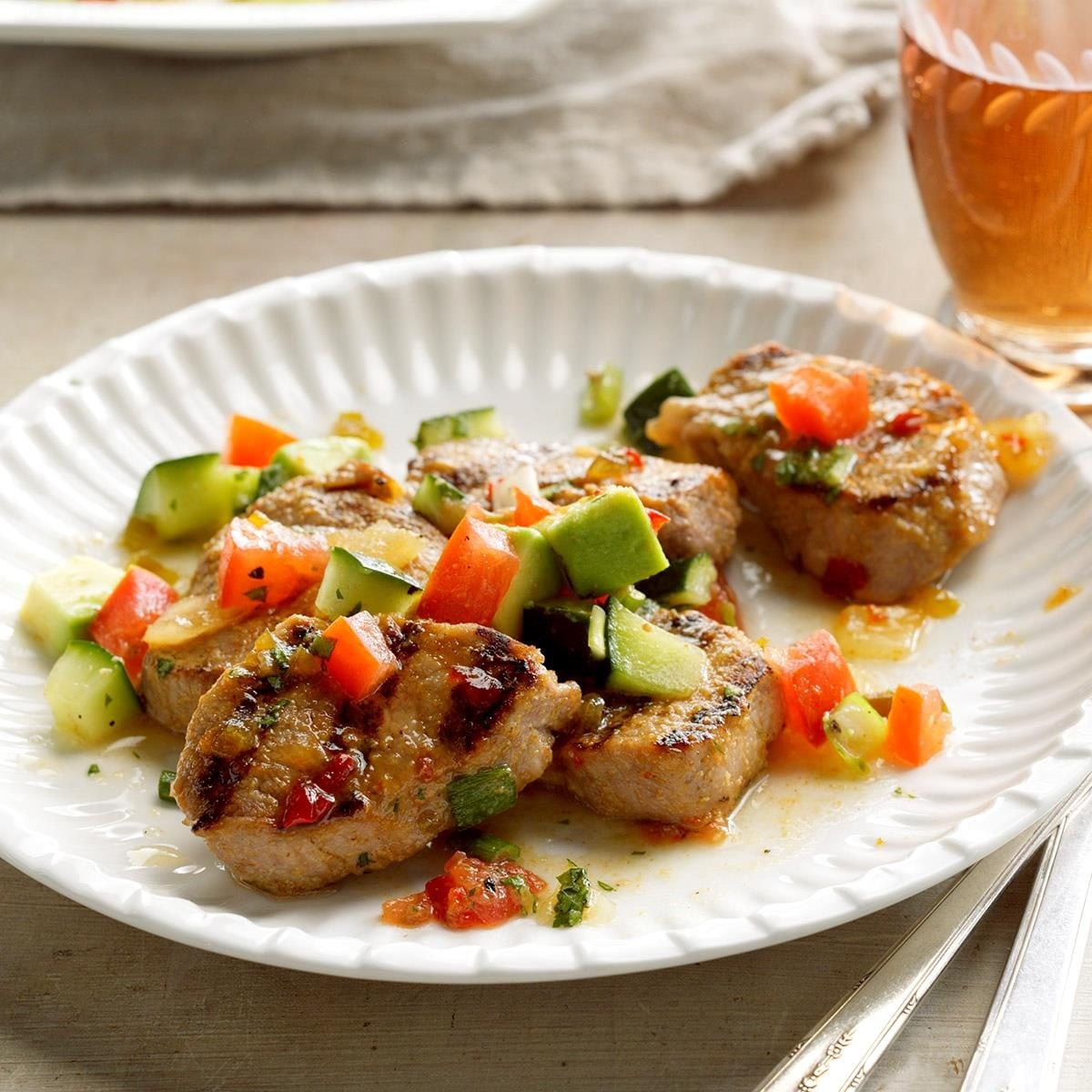 Grilled Citrus-Marinated Pork Tenderloin with Avocado Salsa