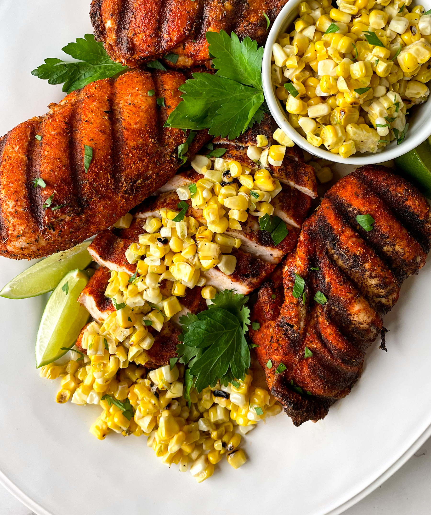Grilled Cajun-Spiced Chicken with Roasted Sweet Corn