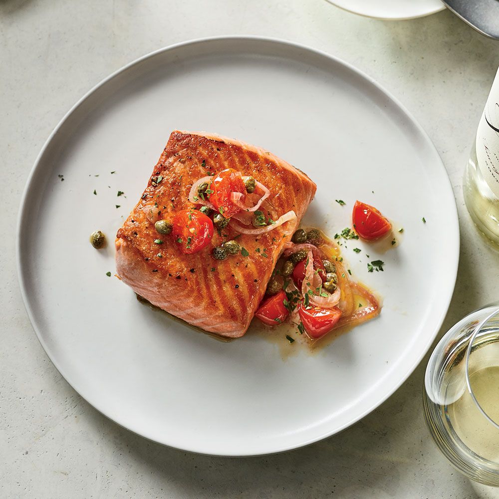 Pan-Seared Salmon with Spiced Cherry Tomato Ragout