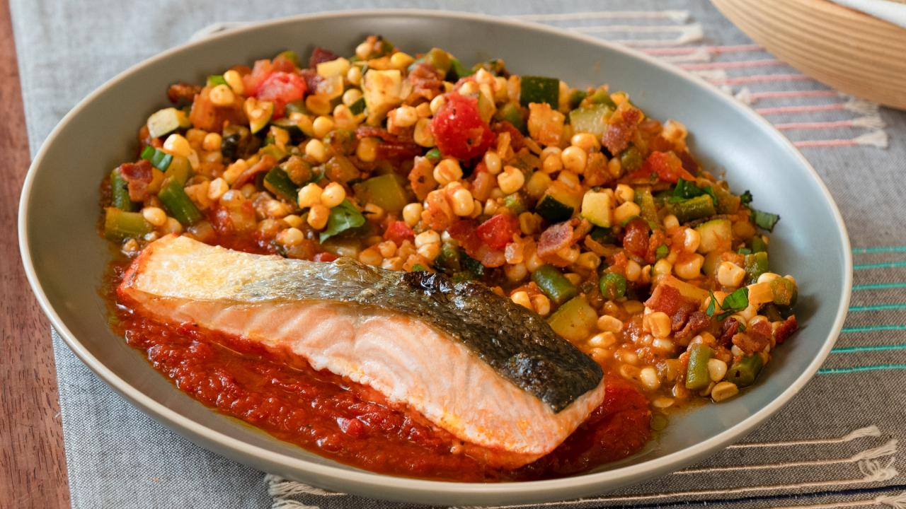 Pan-Seared Salmon with Chicago-Style Sweet Corn Succotash