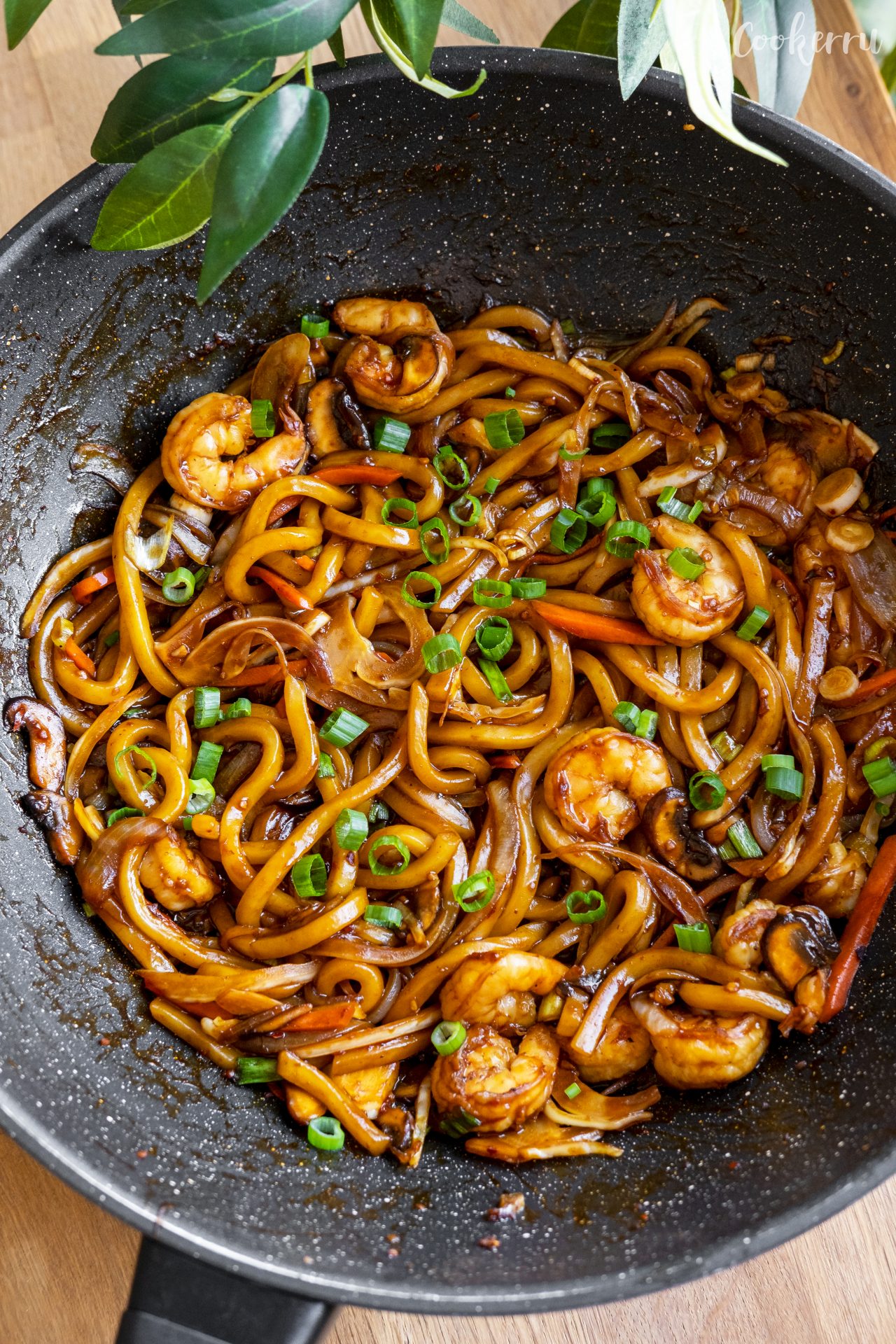 Stir-Fried Udon Noodles with Shiitake Mushrooms and Miso-Sesame Sauce