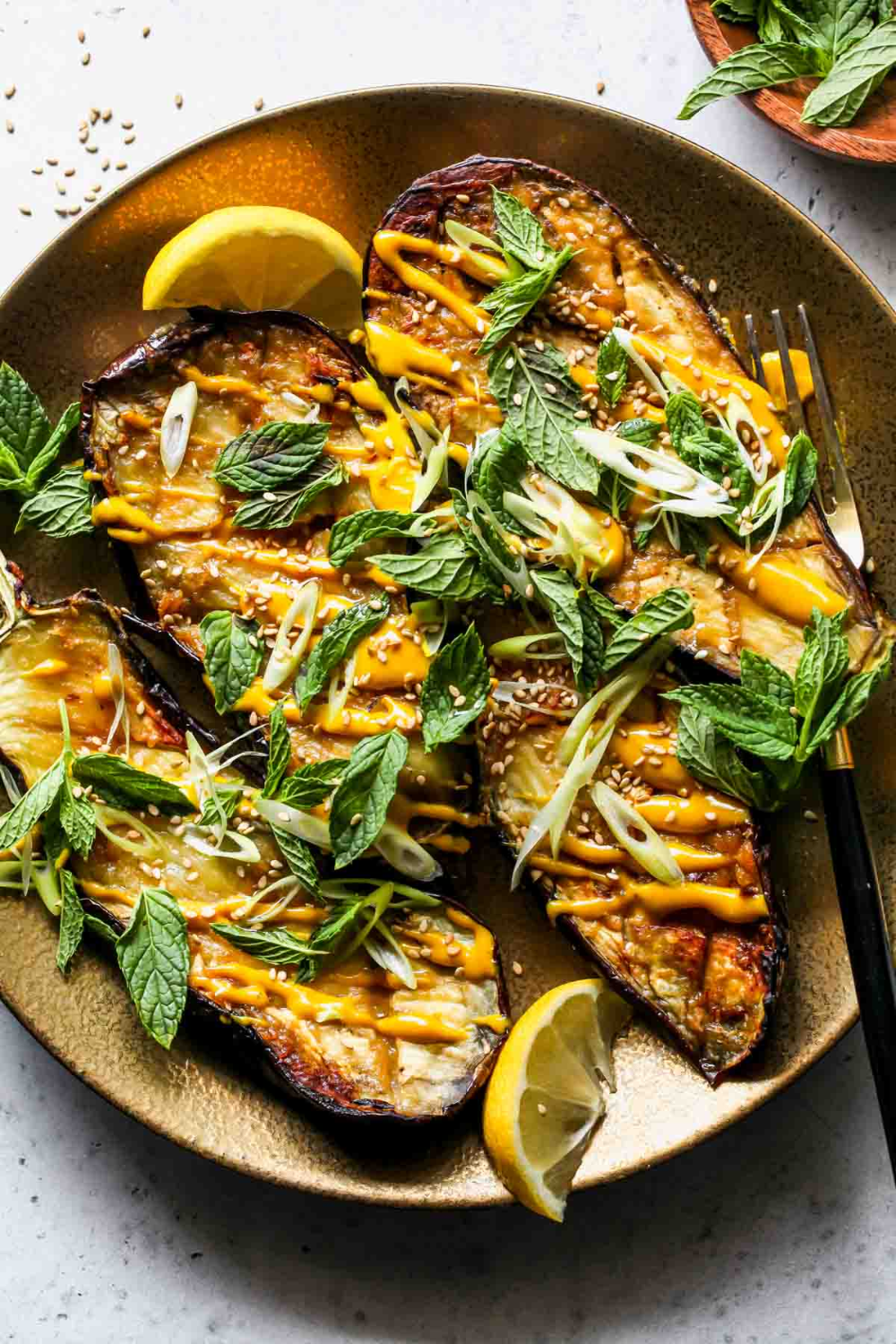 Roasted Lemon Irvine Eggplant with Miso Glaze