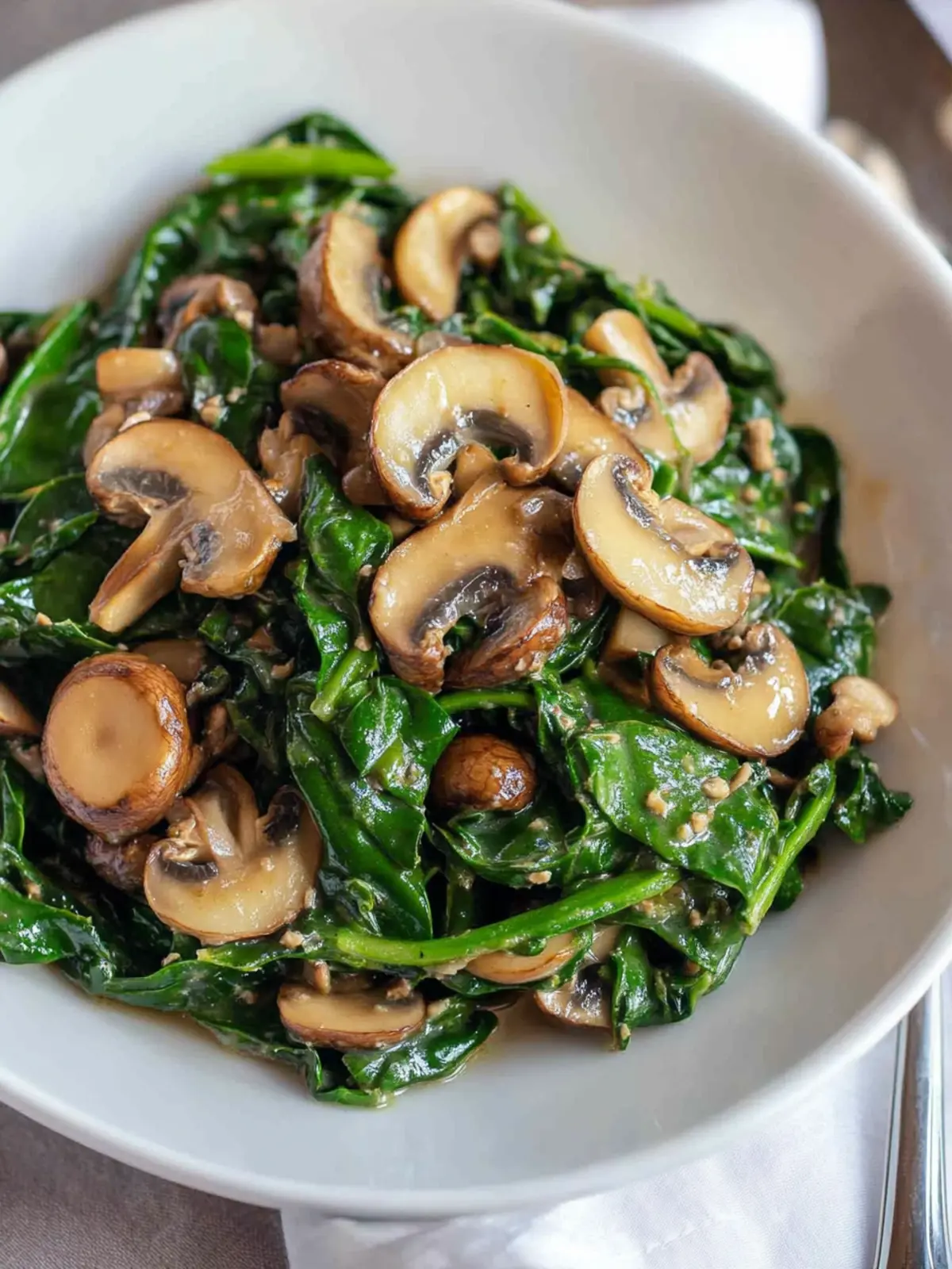 Sautéed Mushrooms and Spinach with Balsamic Glaze