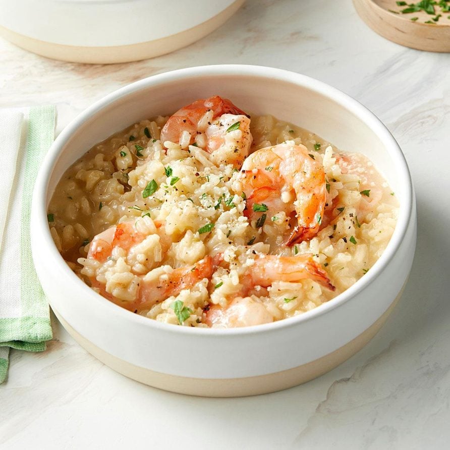 Italian-Style Shrimp Risotto with Parmesan and Basil