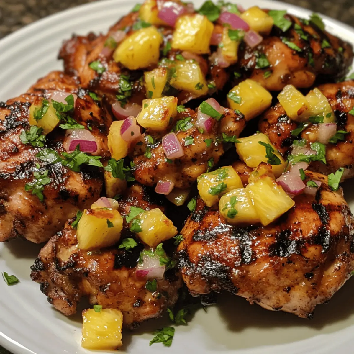 Grilled Citrus-Honey Chicken Thighs with Charred Pineapple Salsa