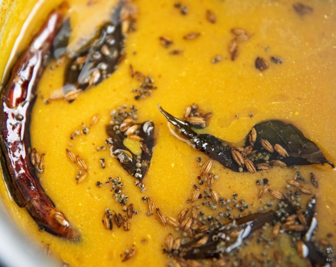 Tamarind and Jaggery Gujarati Dal with Cumin Tempering