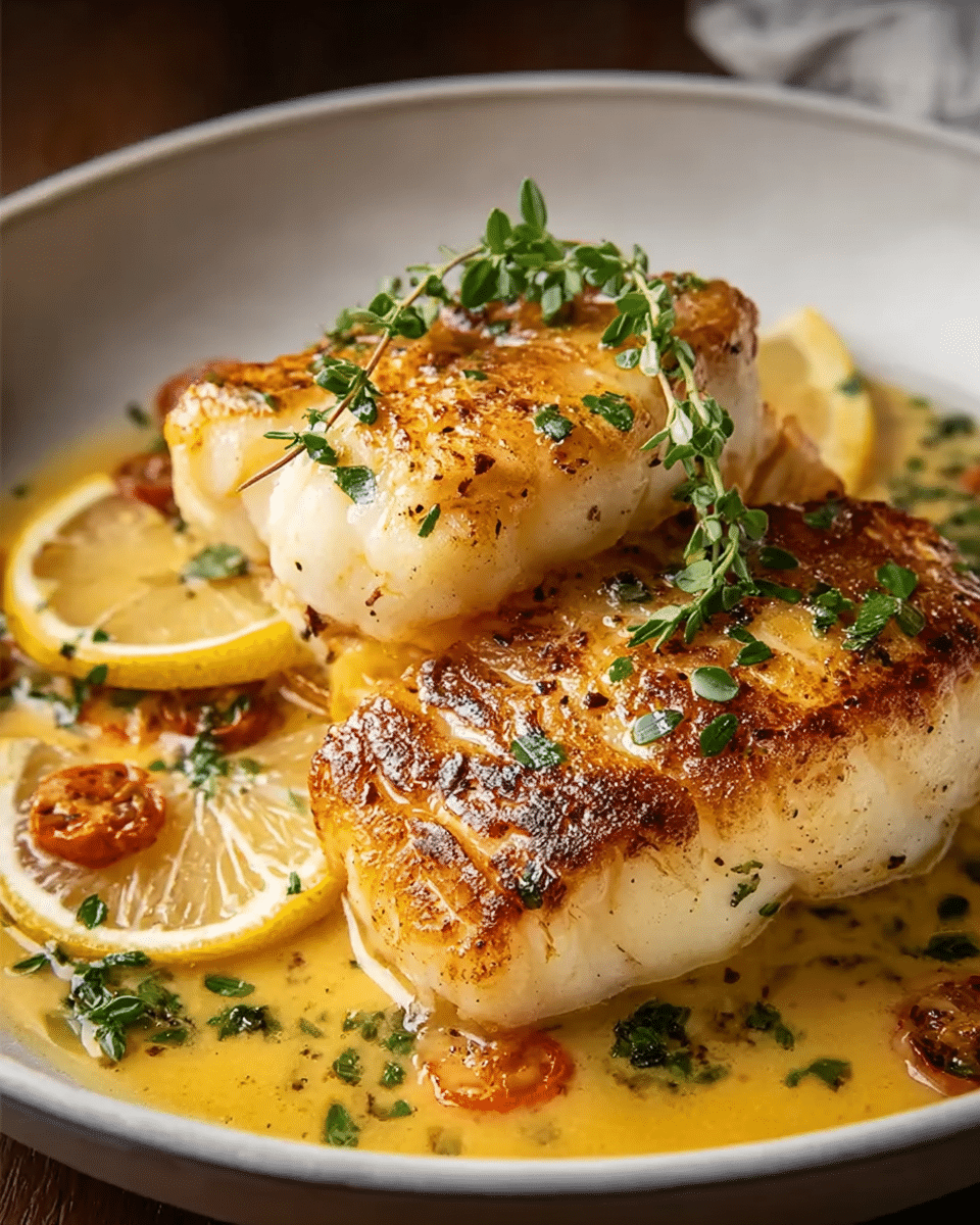 Pan-Seared Cod with Lemon Garlic Butter Sauce