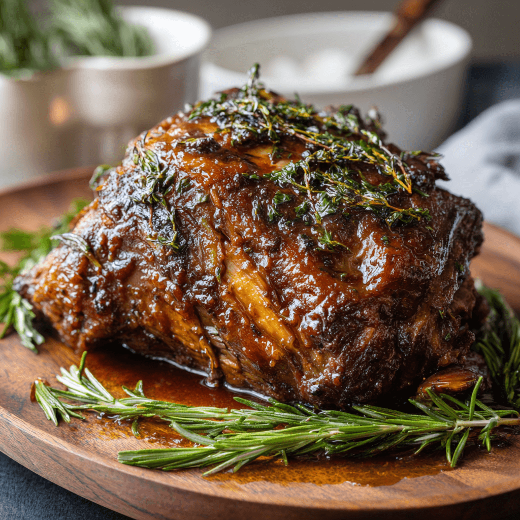 Slow-Roasted Lamb Shoulder with Bush Tomato and Rosemary Glaze