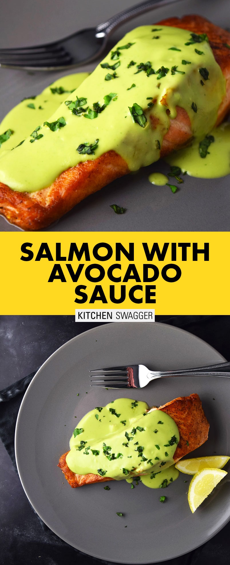 Pan-Seared Salmon with Avocado Cream Sauce