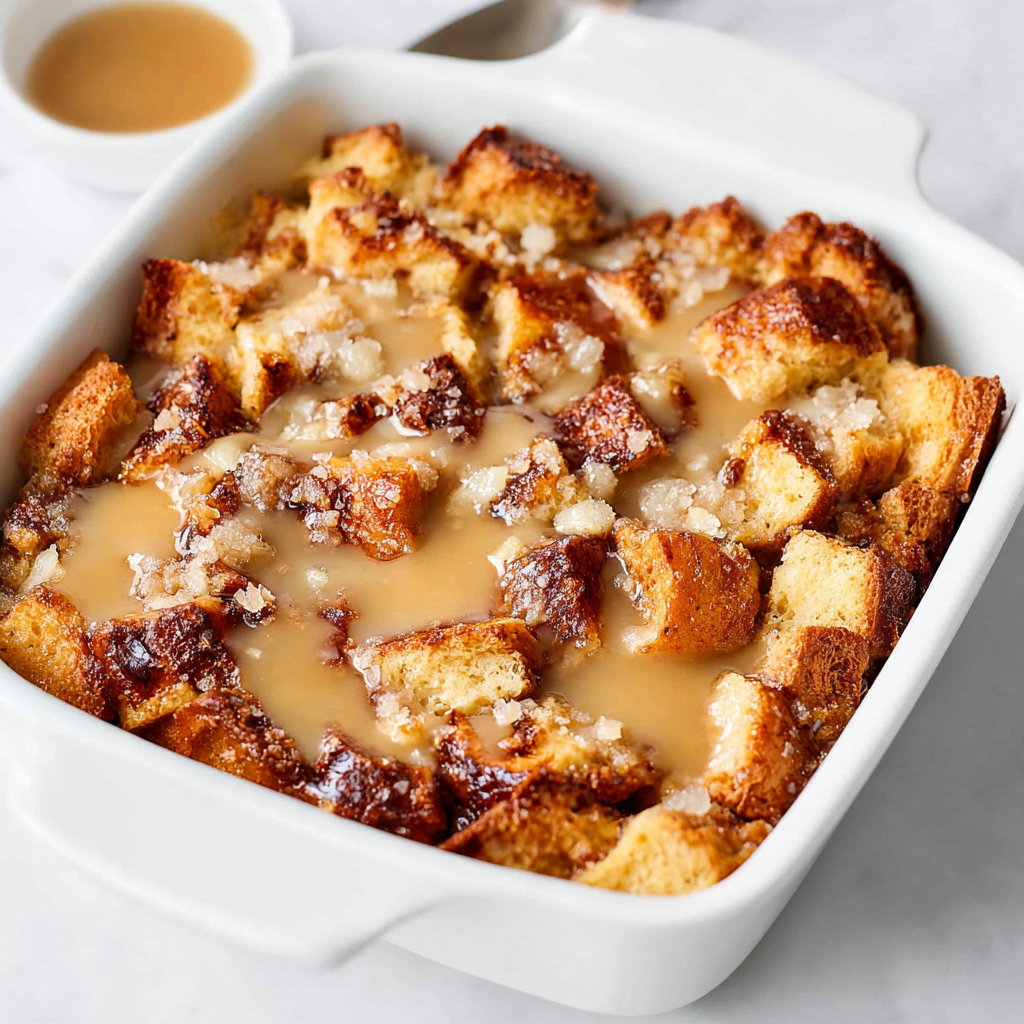 Classic Southern Bread Pudding with Bourbon-Caramel Sauce