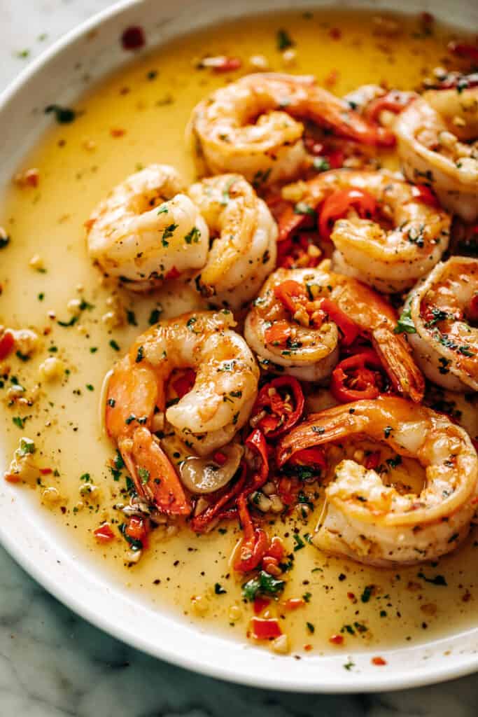 Sautéed Garlic-Ginger Shrimp with Chili-Lime Dressing