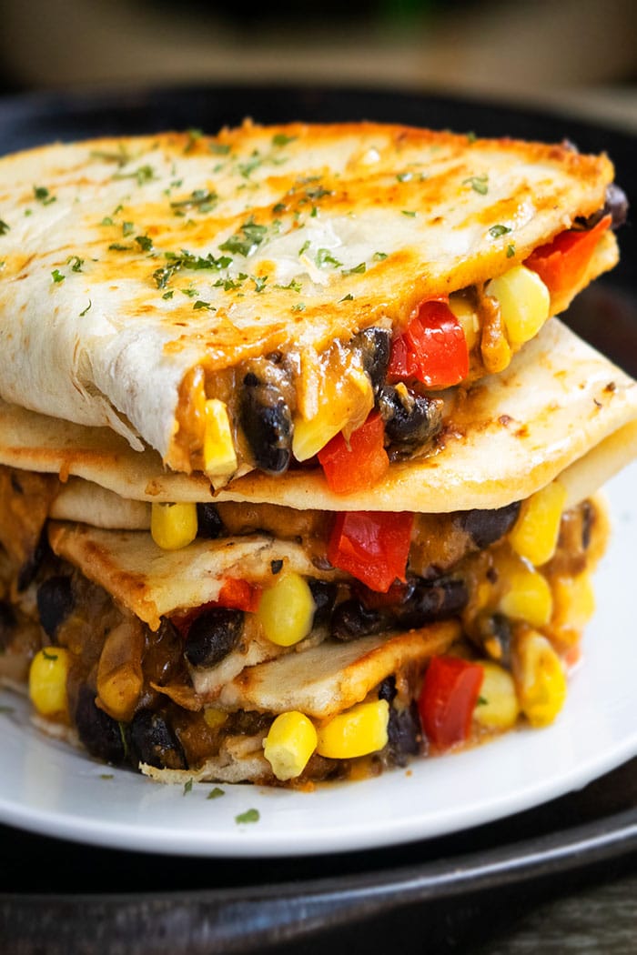 Homemade Veggie Quesadillas with Black Bean Salsa
