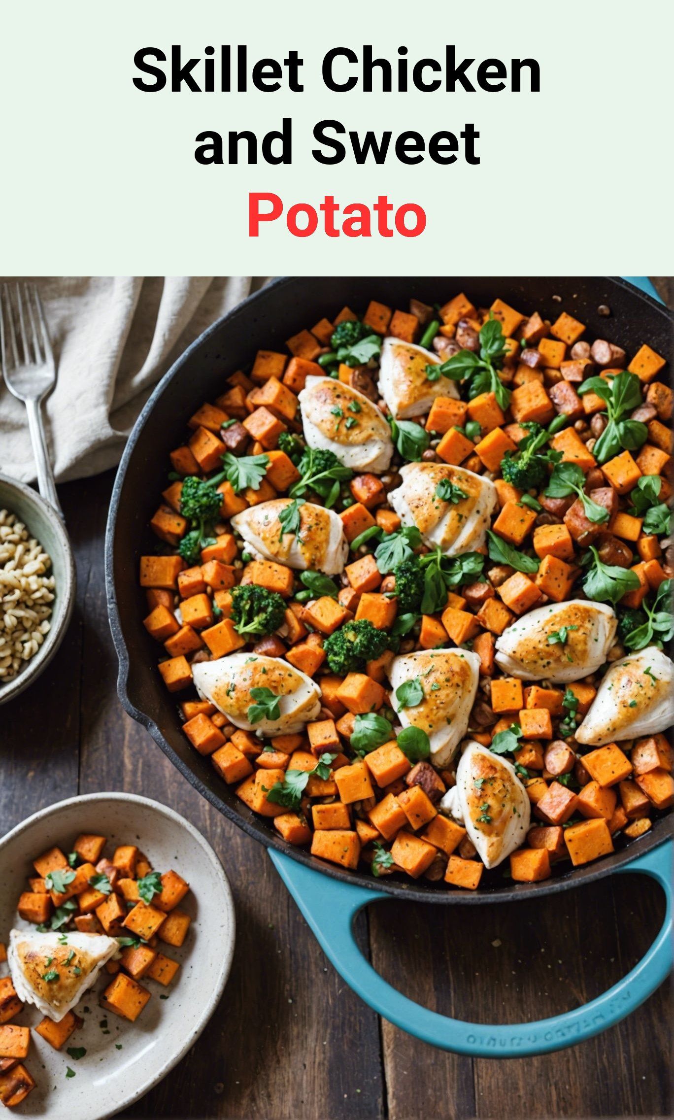 Skillet Ginger-Turmeric Chicken with Roasted Sweet Potatoes