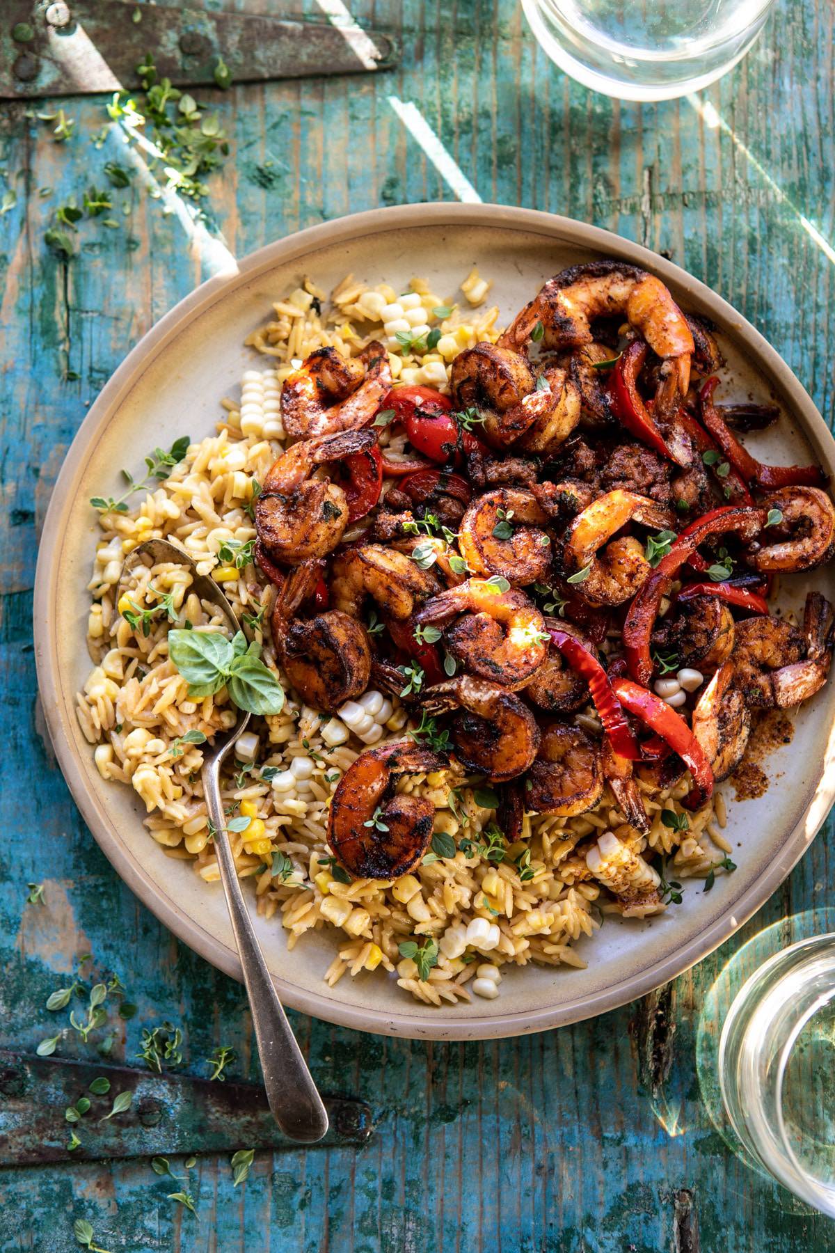 One-Pan Spicy Cajun Alfredo Shrimp Orzo