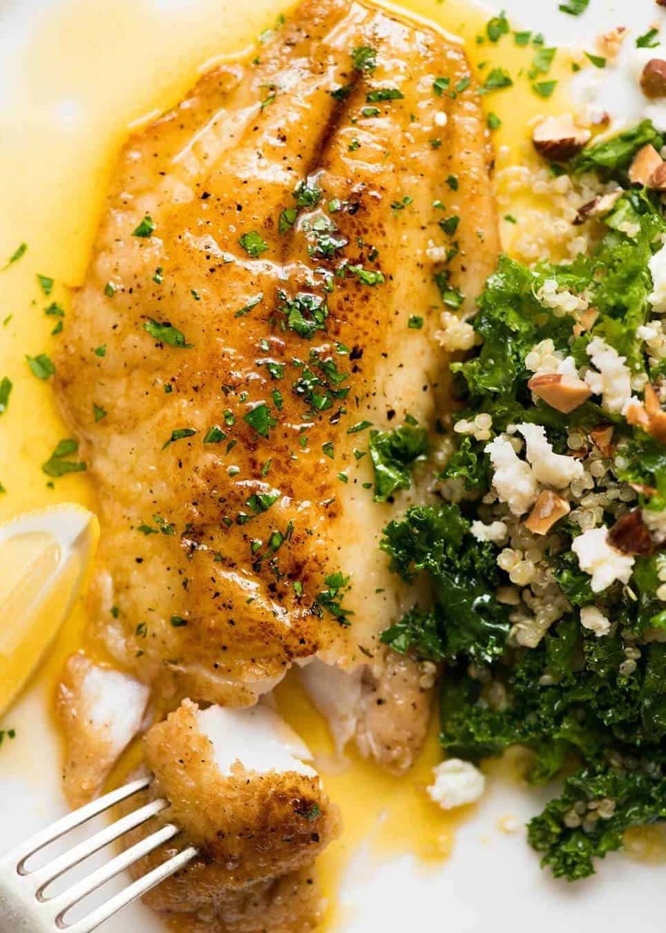 Pan-Seared Catfish with Garlic Lemon Butter Sauce