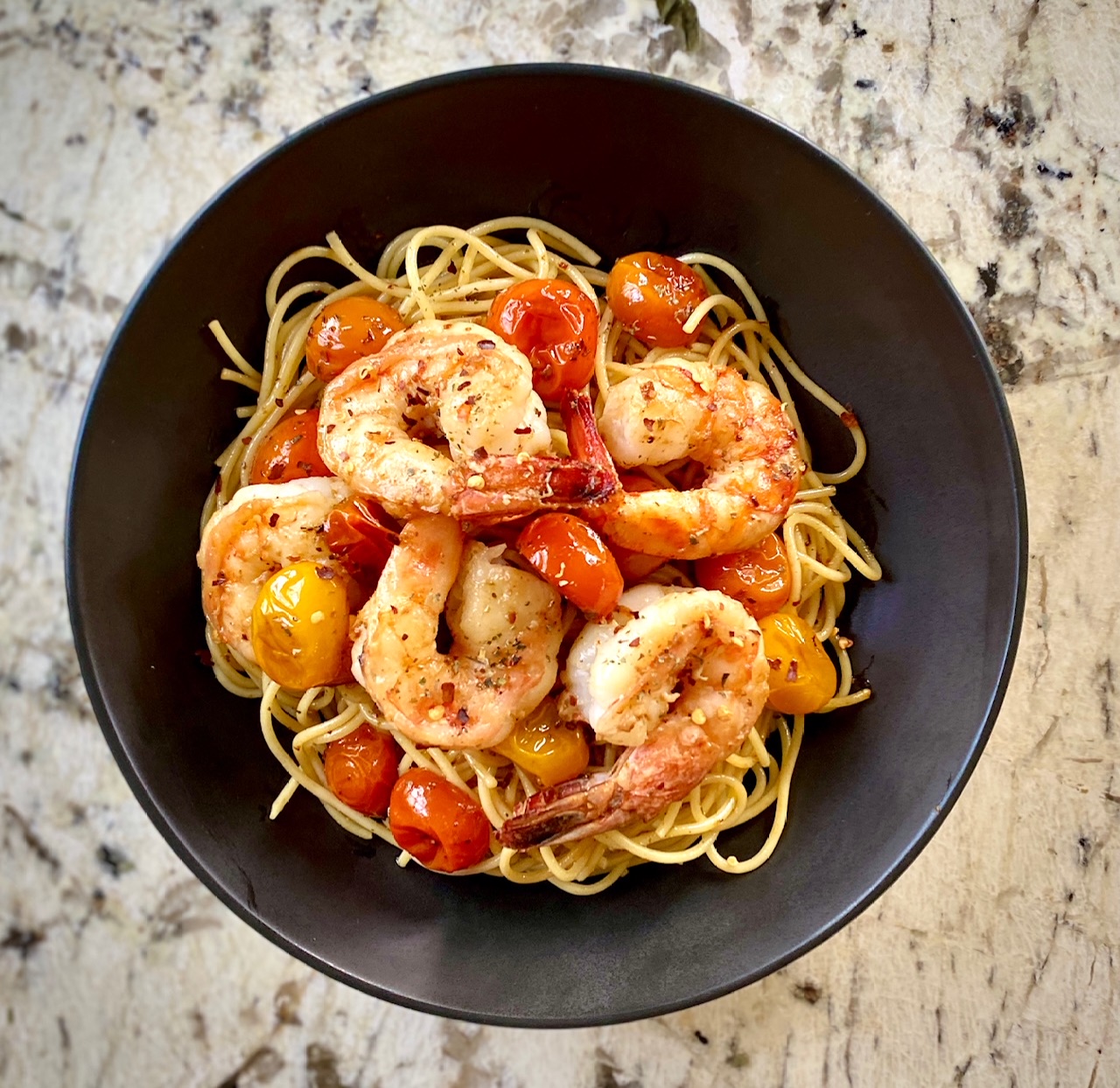 Baked Italian-Style Shrimp with Garlic and Cherry Tomatoes