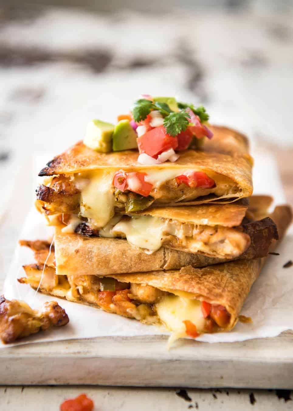 Soft Baked Chicken and Veggie Quesadillas