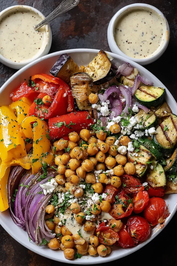 Oven-Roasted Mediterranean Chickpea and Veggie Bowl