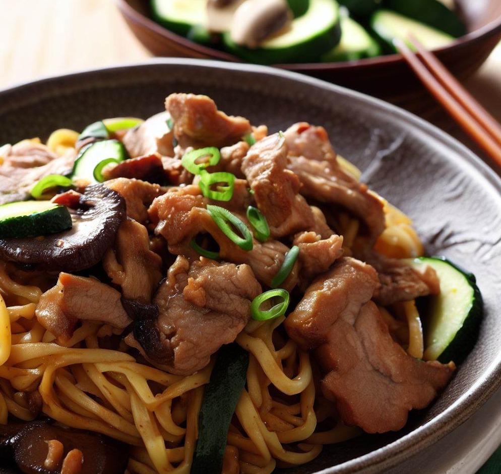 Spicy Pork Stir-Fry with Zucchini Noodles