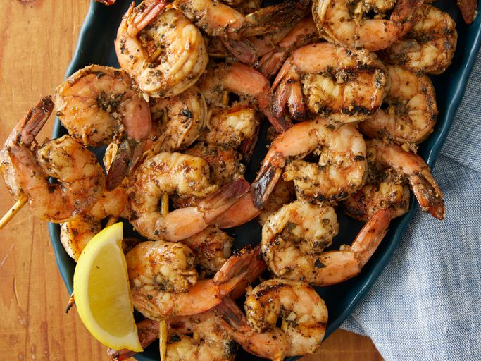 Grilled Lemon-Garlic Shrimp with Italian Herb Salad