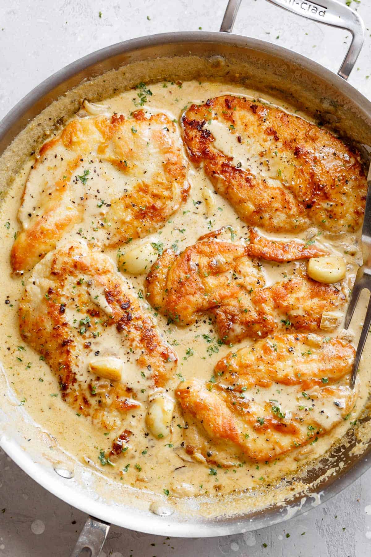 Pan-Seared Chicken Breast with Garlic Parmesan Cream Sauce