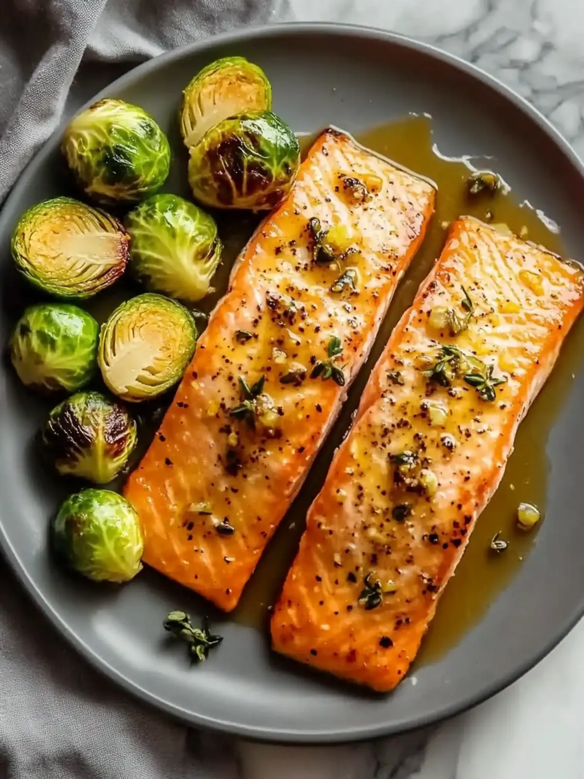 Pan-Seared Salmon with Maple-Glazed Brussels Sprouts